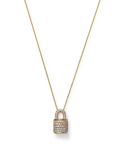 Roberto Coin 18K Yellow Gold Diamond Padlock Pendant Necklace, 16