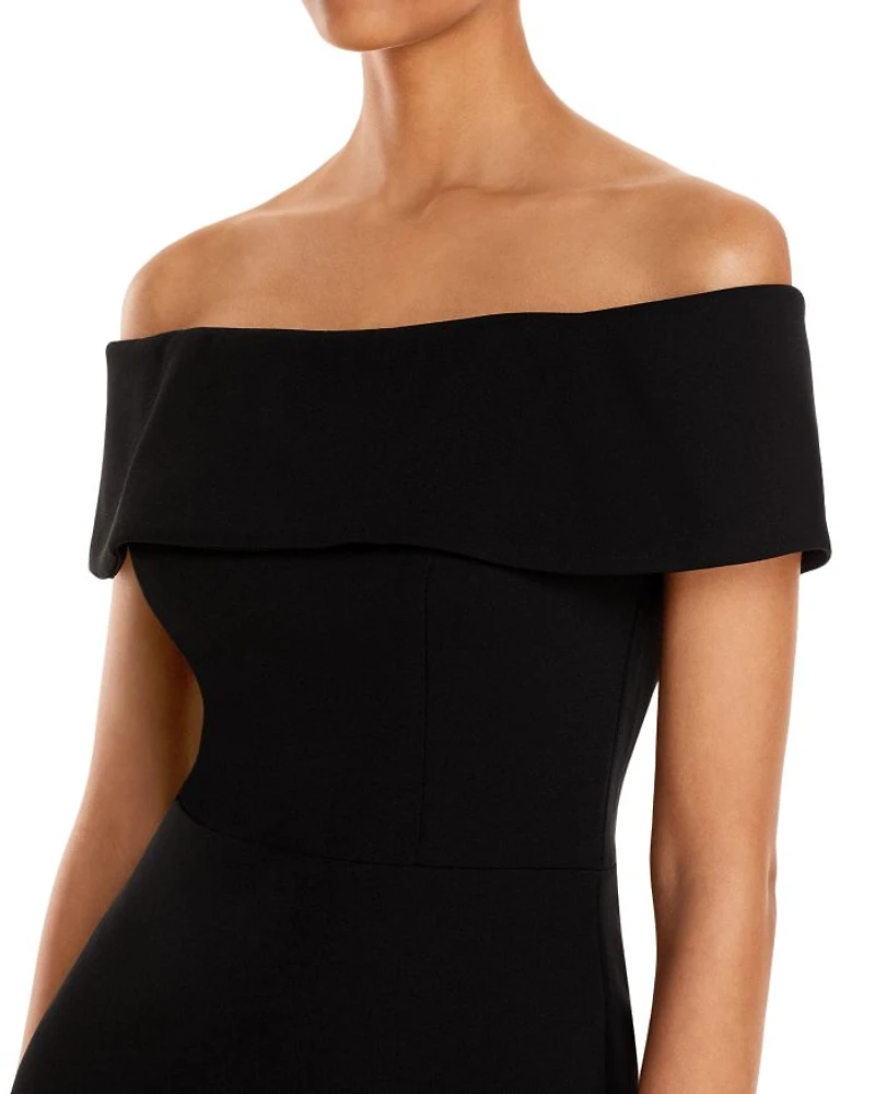Off-the-Shoulder Scuba Crepe Gown - Exclusive