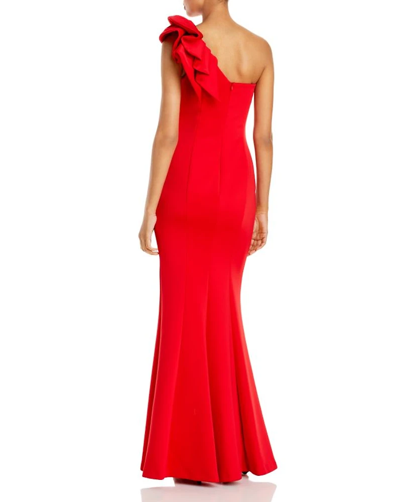 One-Shoulder Scuba Gown - Exclusive