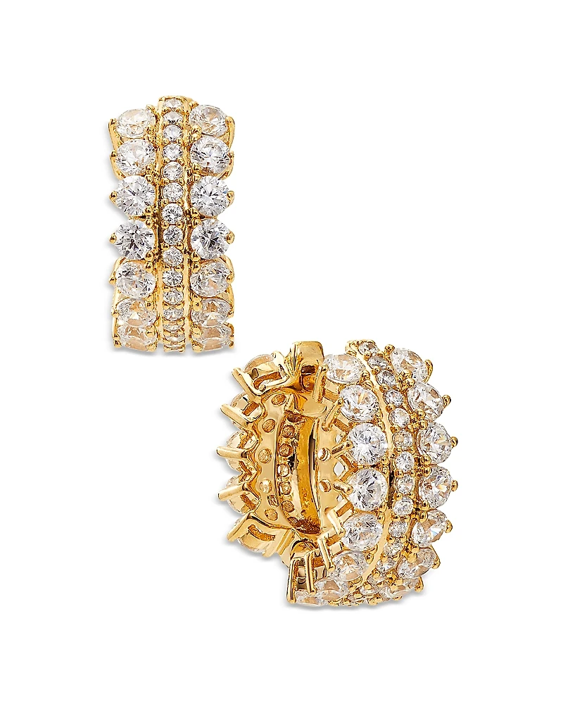Nadri Leah Small Pave Huggie Hoop Earrings