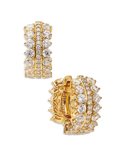 Nadri Leah Small Pave Huggie Hoop Earrings