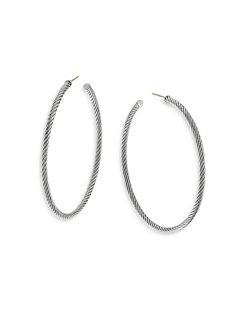 David Yurman Sculpted Cable Sterling Silver Hoop Earrings