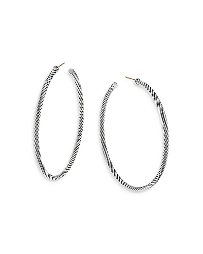David Yurman Sculpted Cable Sterling Silver Hoop Earrings