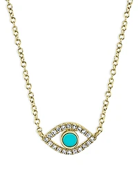 Moon & Meadow 14K Yellow Gold Turquoise & Diamond Eye Pendant Necklace, 18 - Exclusive