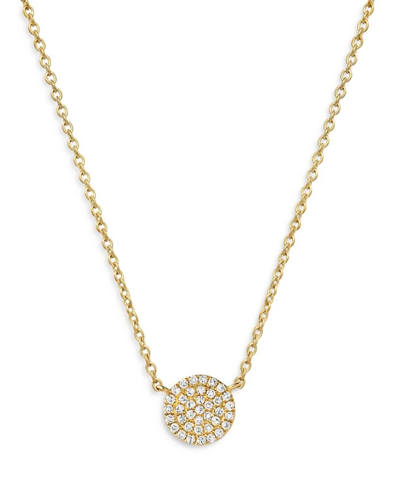 14K Yellow Gold Diamond Disc Pendant Necklace, 18"