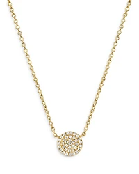 14K Yellow Gold Diamond Disc Pendant Necklace, 18"