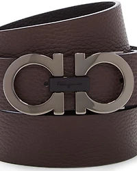Men's Double Gancini Buckle Reversible Leather Belt