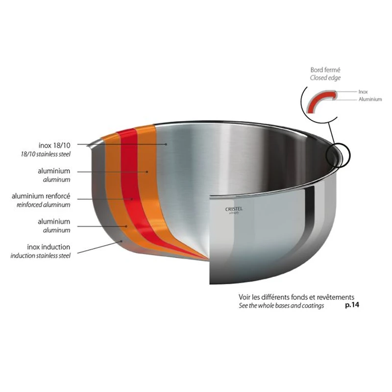 Cristel Stainless Steel 12" Wok
