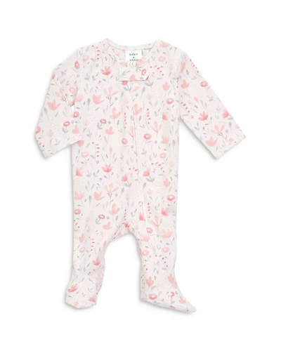 Girls' Floral Print Comfort Zip Front Footie - Baby