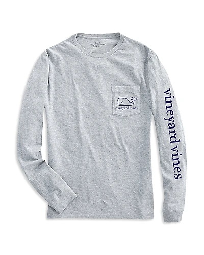 Vineyard Vines Boys' Long-Sleeve Vintage Whale Pocket Tee - Little Kid, Big Kid