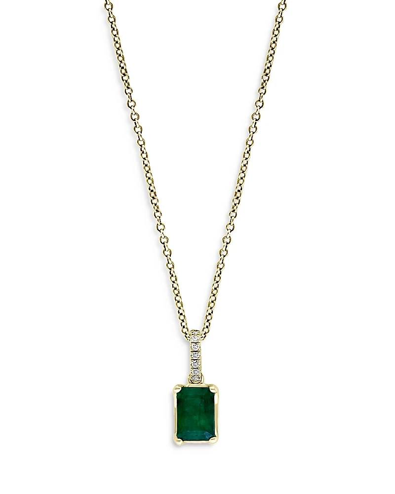 Bloomingdale's Fine Collection Emerald & Diamond Pendant Necklace