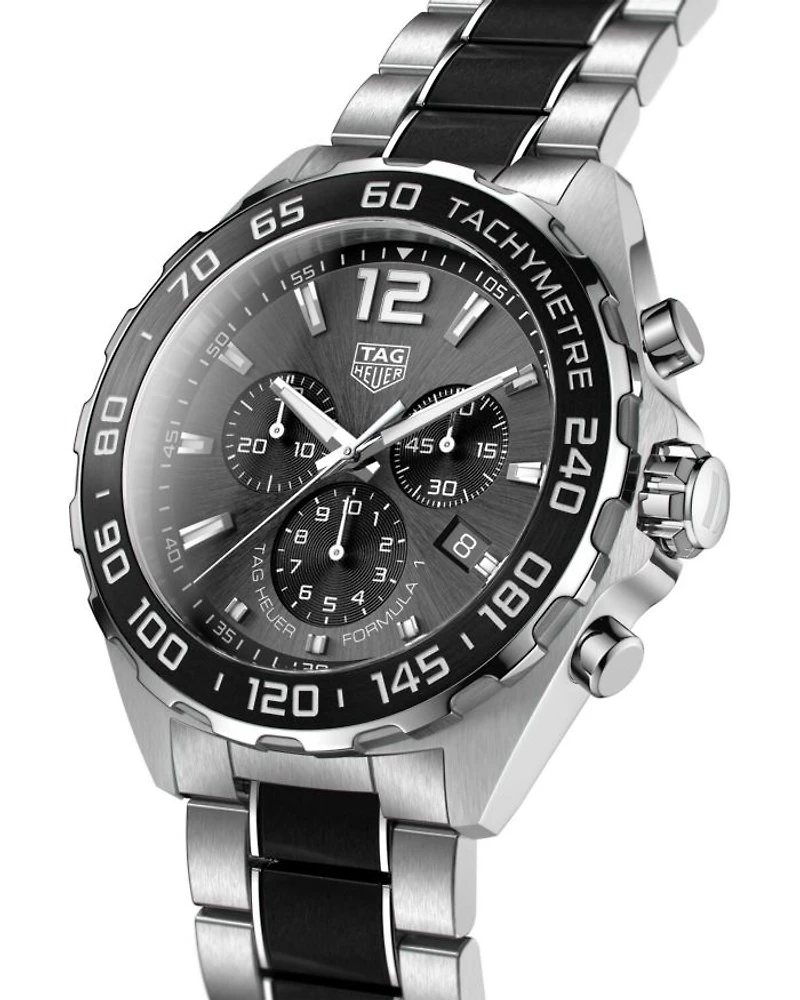 Formula 1 Quartz Men's Gray Steel & Black Ceramic Chronograph, 43mm
