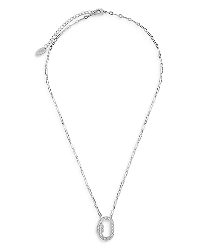 Sterling Forever Pave Carabiner Lock Pendant Necklace, 16