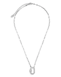 Sterling Forever Pave Carabiner Lock Pendant Necklace, 16