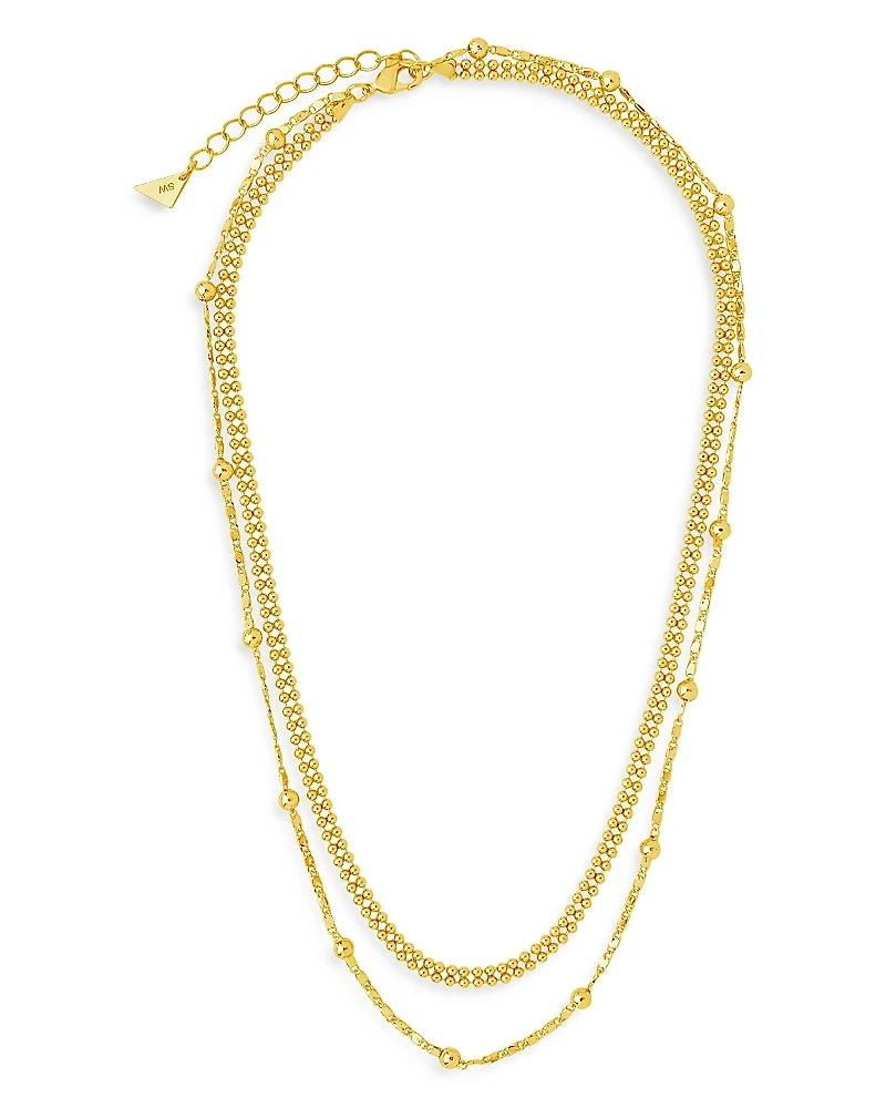 Sterling Forever Double Layer Beaded Chain Necklace