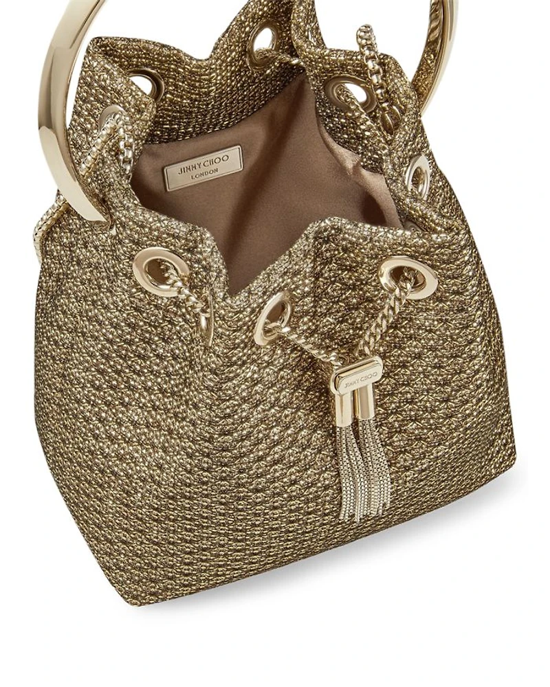 Bon Ring Handle Metallic Bucket Bag