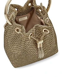 Bon Ring Handle Metallic Bucket Bag