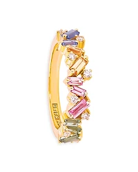 Suzanne Kalan 18K Yellow Gold Fireworks Pastel Rainbow Sapphire & Diamond Statement Ring