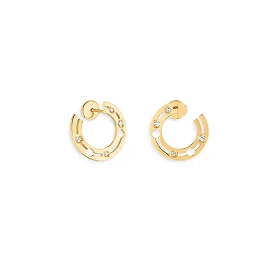 Dinh Van 18K Yellow Gold Pulse Hoop Earrings with Diamonds