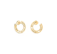 Dinh Van 18K Yellow Gold Pulse Hoop Earrings with Diamonds