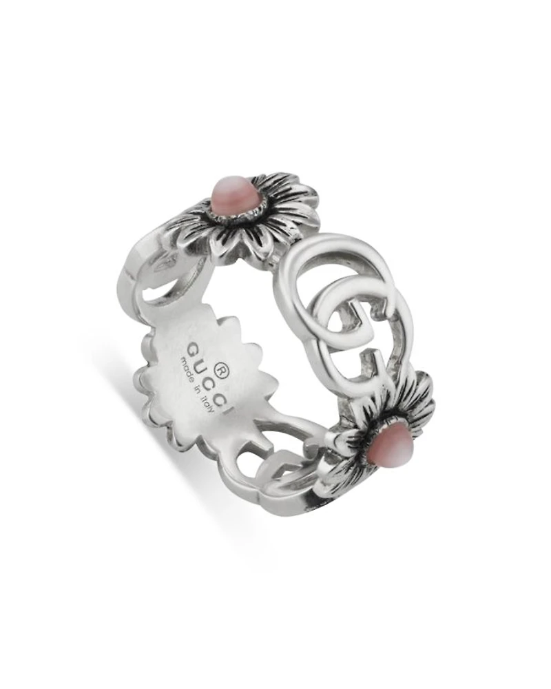Sterling Silver GG Marmont Mother-of-Pearl Ring