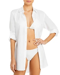 Tommy Bahama Crinkle Boyfriend Shirt Swim Cover-Up