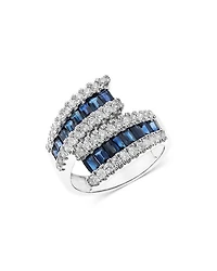 Sapphire & Diamond Bypass Ring in 14K White Gold