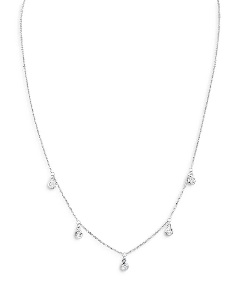 Diamond Droplet Station Necklace in 14K White Gold, 0.30 tcw
