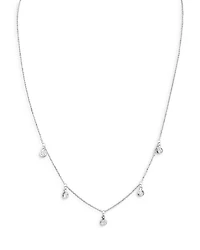 Diamond Droplet Station Necklace in 14K White Gold, 0.30 tcw