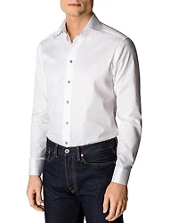 Eton Slim Fit Contrast Gray Button Twill Dress Shirt