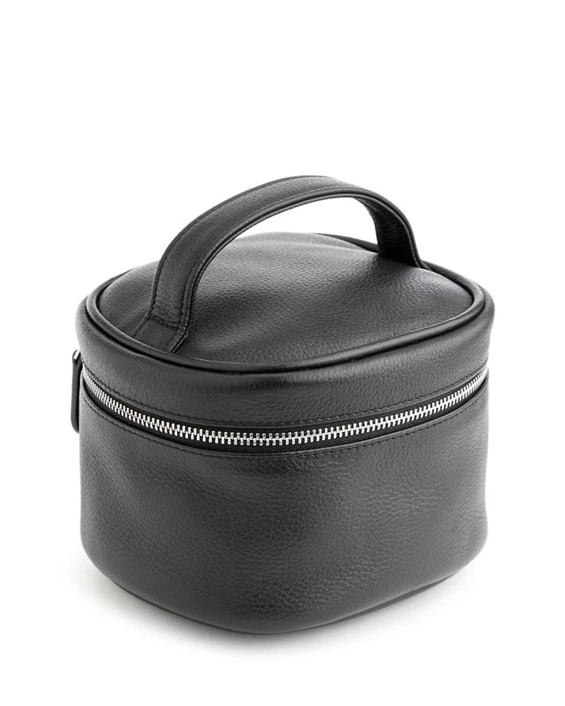 Compact Leather Cosmetic Bag
