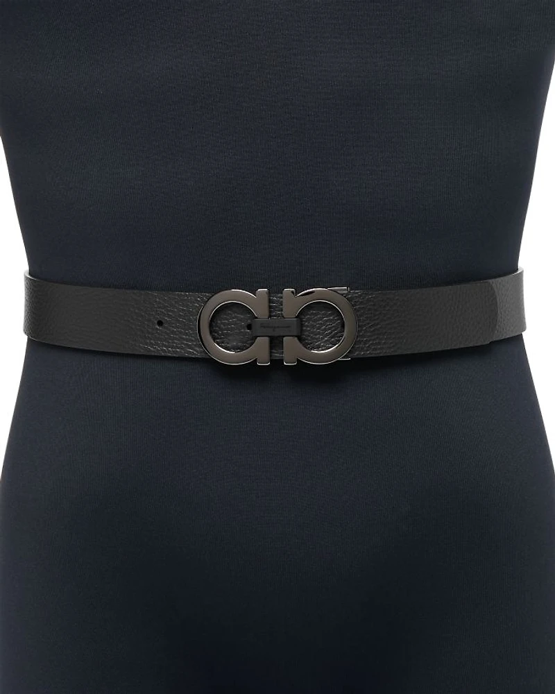 Men's Double Gancini Buckle Reversible Leather Belt