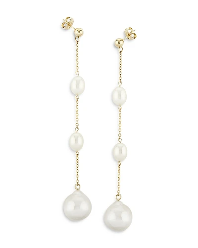 Bloomingdale's Fine Collection Cultured Freshwater Pearl & Baroque Pearl Line Earrings