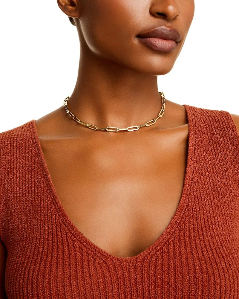 14K Yellow Gold Extra Large Paper Clip Chain Necklace, 16"