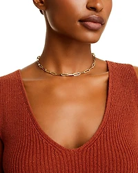 14K Yellow Gold Extra Large Paper Clip Chain Necklace, 16"