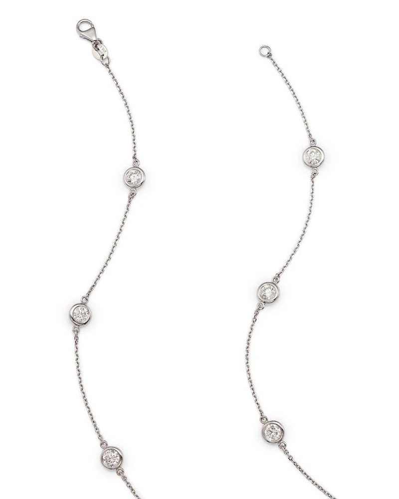 Diamond Station Necklace in 14K White Gold, 2.60 tcw
