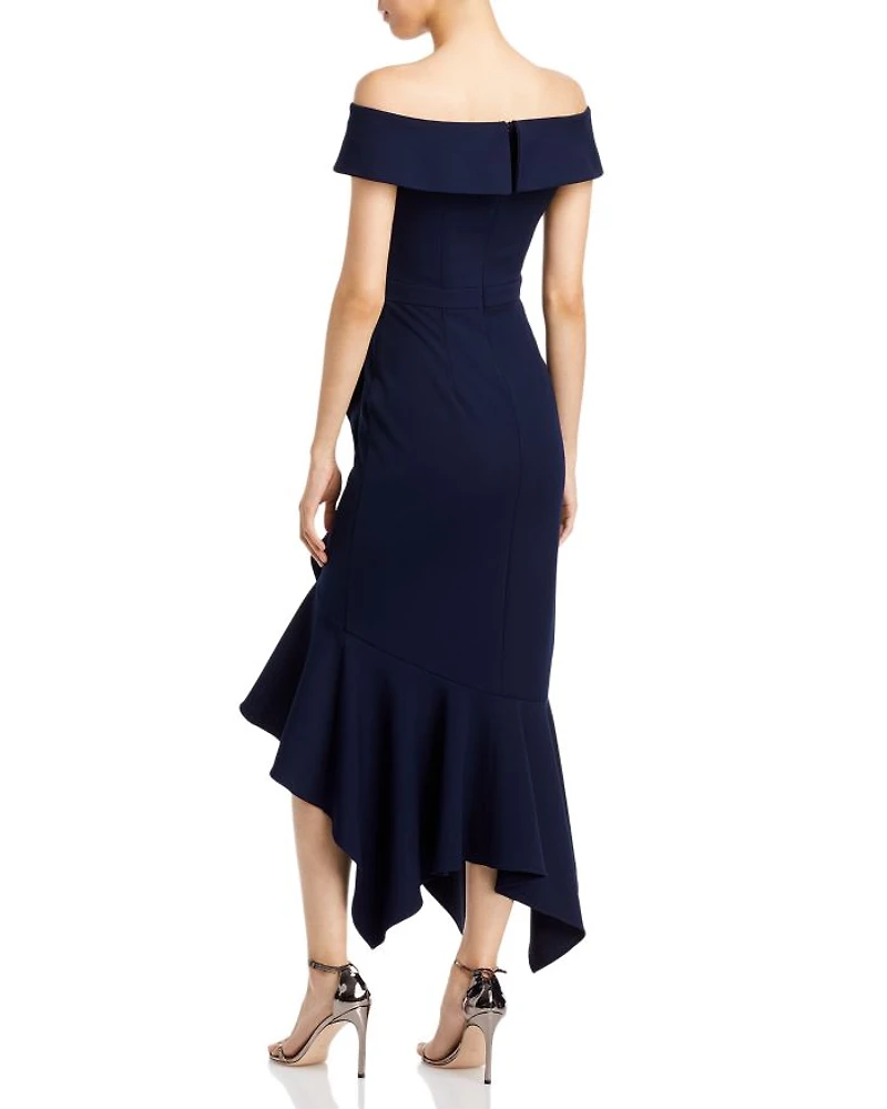 Scuba Crepe Off-the-Shoulder Midi Dress - Exclusive