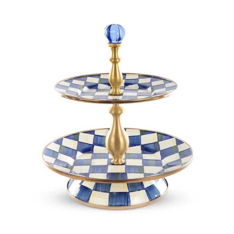 Royal Check Enamel Two Tier Sweet Stand