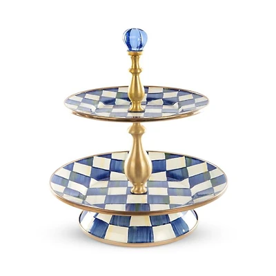Royal Check Enamel Two Tier Sweet Stand