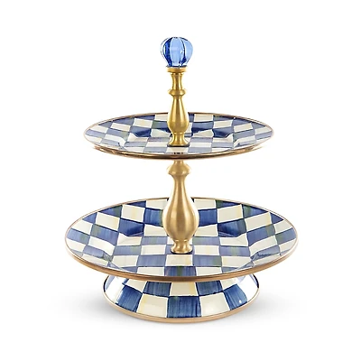 MacKenzie-Childs Royal Check Enamel Two Tier Sweet Stand