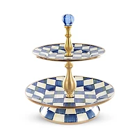 MacKenzie-Childs Royal Check Enamel Two Tier Sweet Stand
