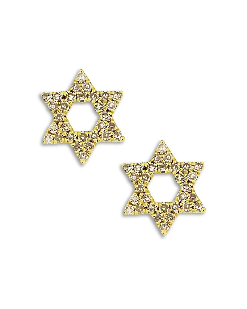 Meira T 14K Yellow Gold Diamond Star of David Stud Earrings