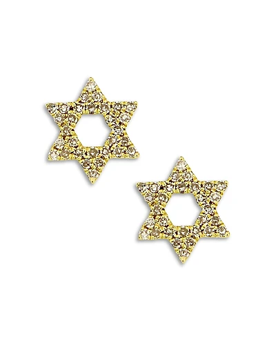 Meira T 14K Yellow Gold Diamond Star of David Stud Earrings