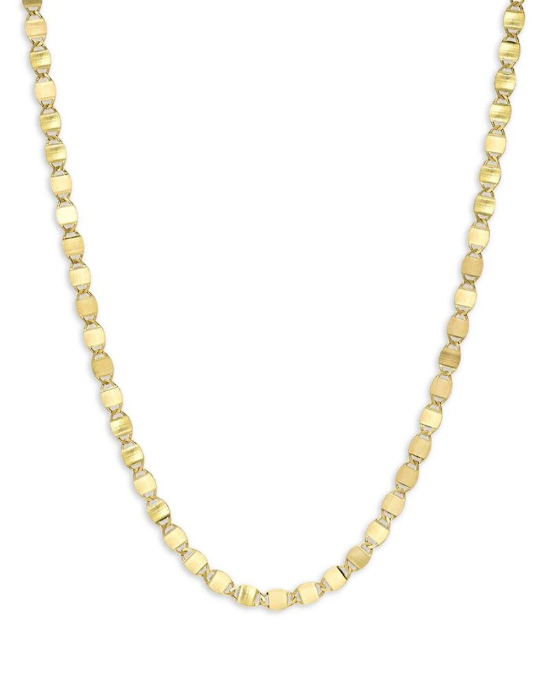 14K Yellow Gold Mirror Link Chain Necklace, 18"