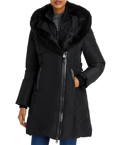 Kay Hooded Down Shearling Coat