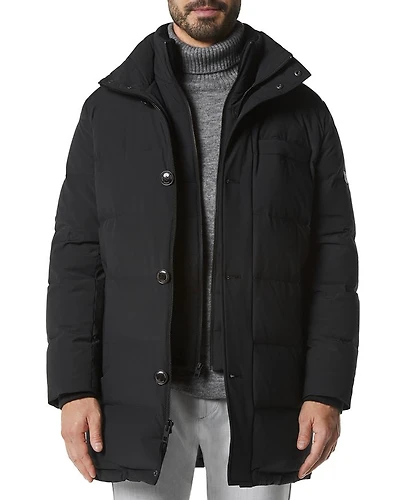 Shelton Cool Touch Regular Fit Quilted Down Parka with Removable Shearling Trimmed Bib