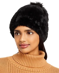 Surell Faux Fur Stretch Knit Beanie