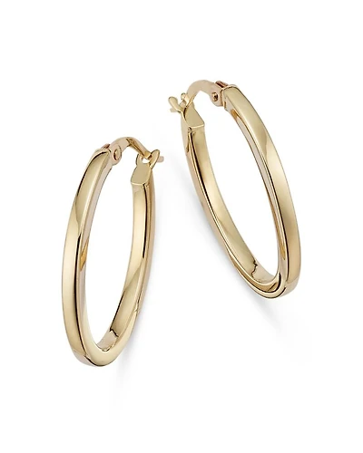 14K Yellow Gold Polished Oval Hoop Earrings