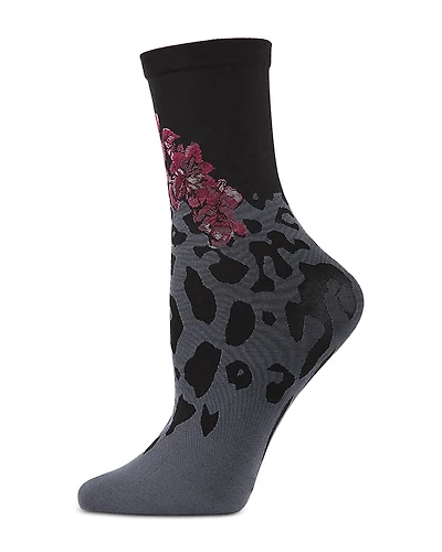 Natori Leopard Fusion Crew Socks