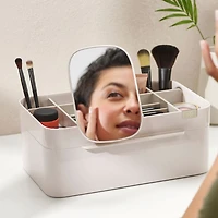 Viva Large Cosmetic Organizer with Removable Mirror, Shell